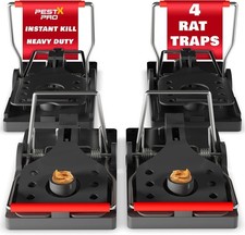 Lightning Professional Rat Traps - 4 PACK, Heavy Duty Snap Traps That Kill