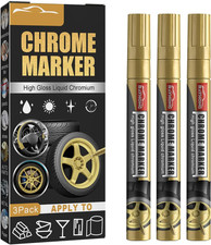 Mirror Chrome Marker, 3Pcs Liquid Chrome Paint Pen, Permanent Art for Model Meta