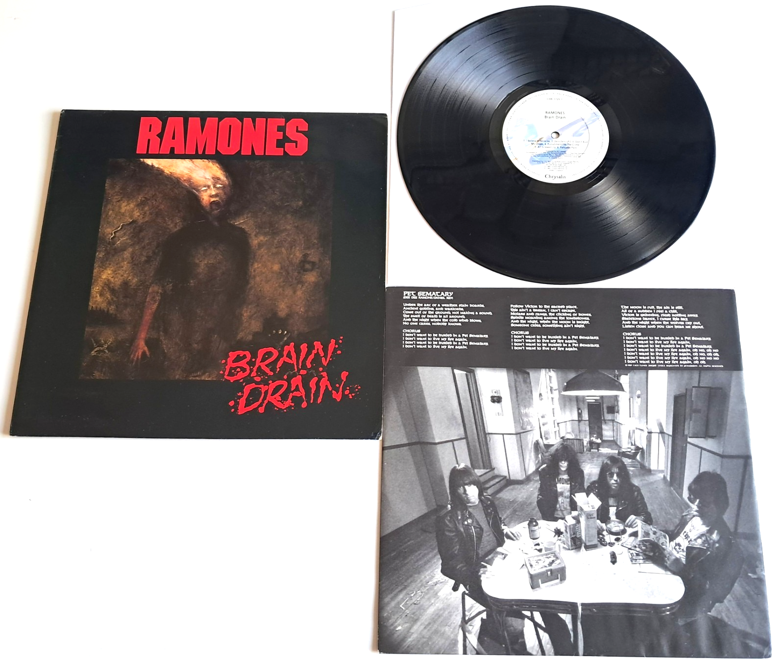 Ramones - Brain Drain UK 1989 Chrysalis Records 1st Press LP with Inner Sleeve