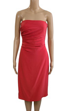 ARMANI COLLEZIONI Italy Red Strapless Ruched Bodice Sheath Dress Sz 10