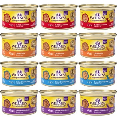 Natural Premium Canned Cat Wet Food Pate - 12 Pack Cans Bowl Variety Pack 4 F...
