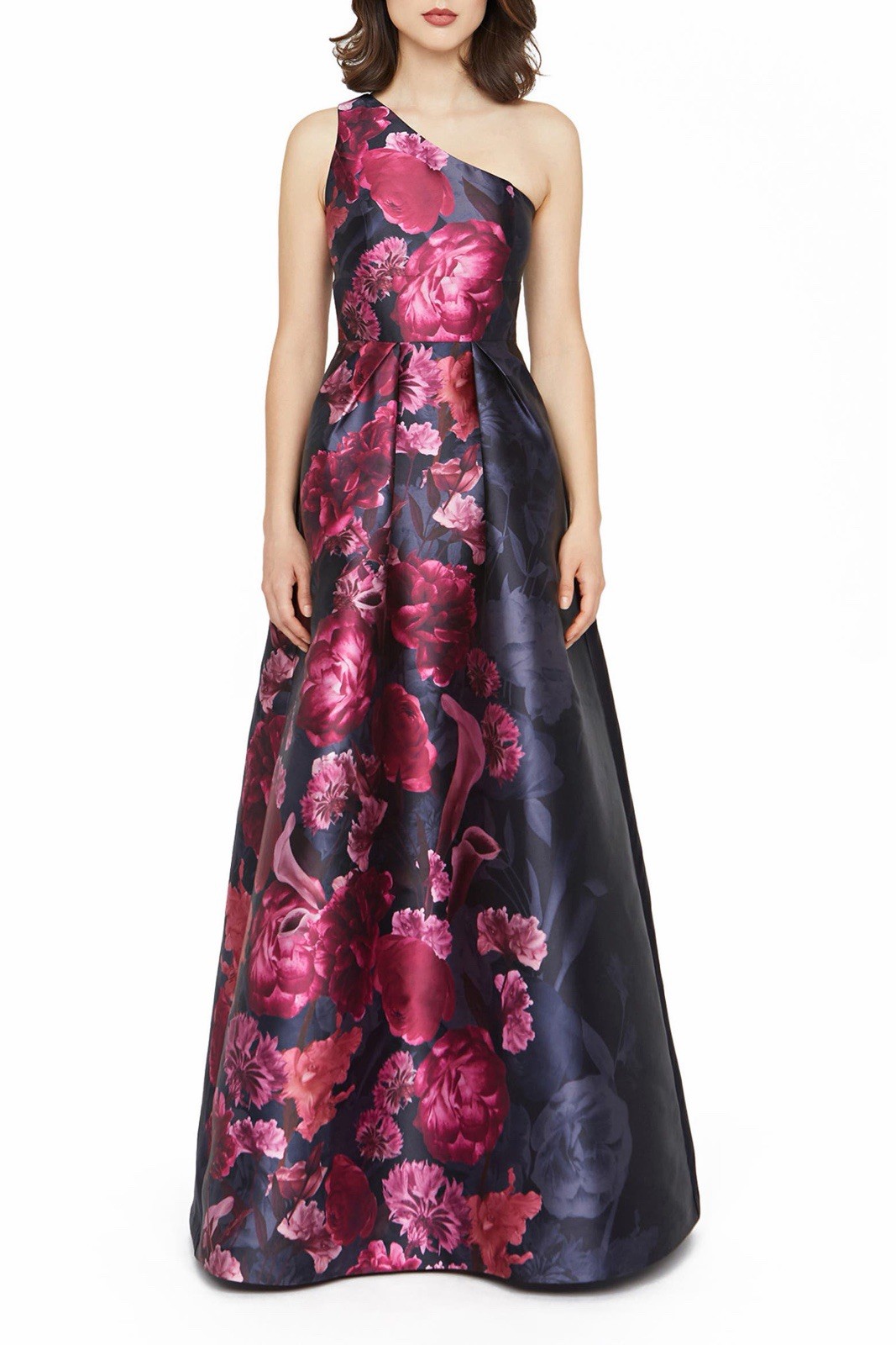 New KAY UNGER Dianna One-Shoulder Evening Gown in Dark Twilight Sz 4 $398