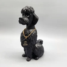 Vintage My Pet Bank Poodle Dog Coin Bank Hard Plastic 7 Inch Figurine Decor