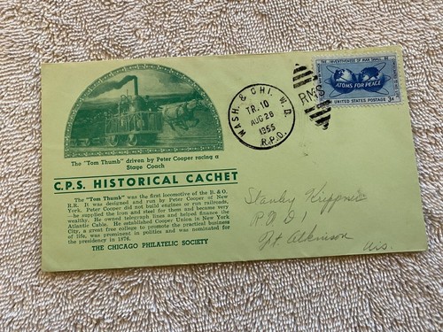 Tom Thumb Stage Coach Race Railway Post Office 1955 Philatelic Society, Chicago