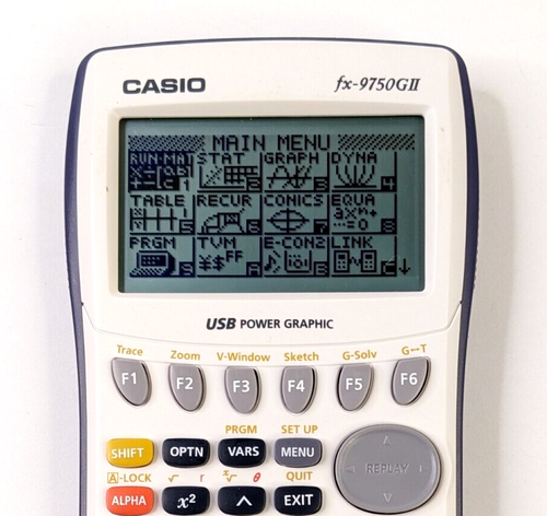 Calculadora gráfica Casio FX-9750GII con cubierta deslizante blanca azul probada funciona - Imagen 4 de 5