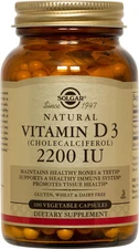 Solgar Vitamin D3 Cholecalciferol 2200 IU 100 Vegetable Capsules