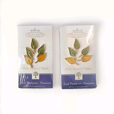 HALLMARK KEEPSAKE THE FAMILY TREE  LEAF PUSH PINS Pushpins Yellow Green Gold Lot
