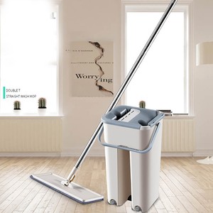 Flat Squeeze Mop And Bucket Hand Free Wringing Floor Cleaning Mops