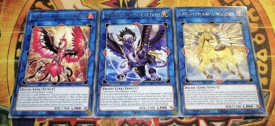   Yugioh 3 Cards: Knightmare UNICORN PHOENIX GRYPHON GEIM-EN050 EN051 EN041