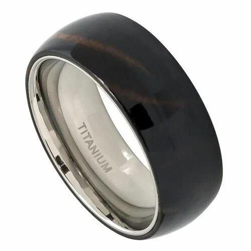 6mm Men or Ladies Titanium Pure Genuine Dark Hawaiian Koa Wood Wedding Band Ring - Image 2 of 3