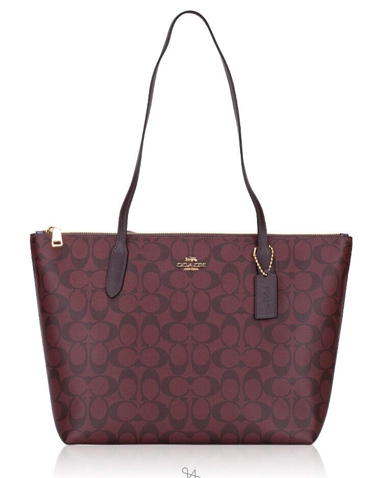 NWT - COACH Zip Top Tote In Signature Canvas - 4455 Oxblood NWT - COACH Zip Top Tote In Signature Canvas - 4455 Oxblood