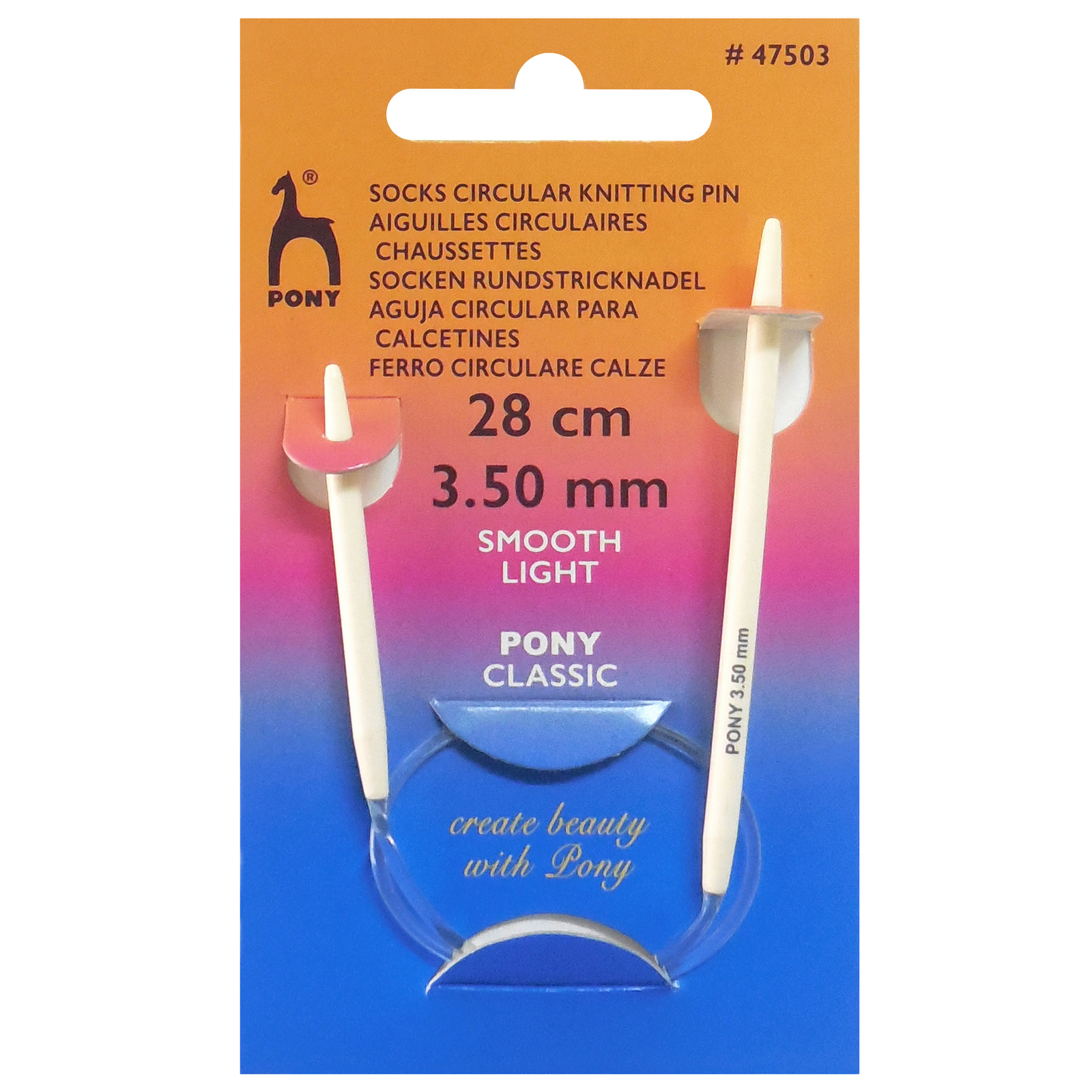 Spille per maglieria pony: circolari: fisse: calzino: 28 cm x 3 50 mm