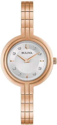 Bulova 97P145 8 Diamonds Rose Gold Tone Silver Dial Womens  display picture 1