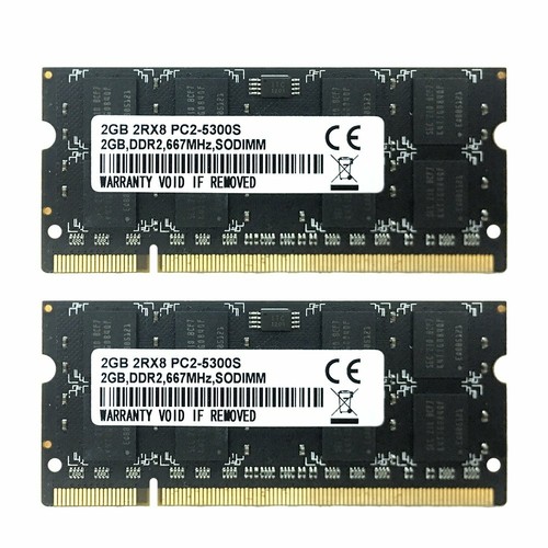 Kit 4 Go 2x 2 Go 1 Go DDR2 PC2-5300S 667 MHz 2Rx8 noir 200 broches SODIMM ordinateur portable RAM DE - Photo 3/10