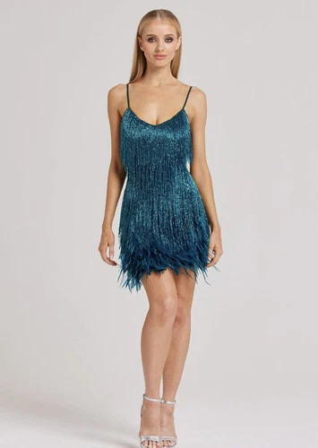 Nadine Merabi Lottie Teal Green Mini Dress Womens UK 12 Medium M Brand New Bnwt