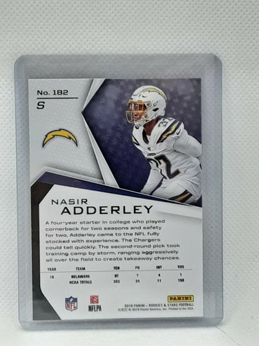 Nasir Adderley 2019 Panini Rookies & Stars RC #182 Los Angeles Chargers - 第 2/2 張圖片