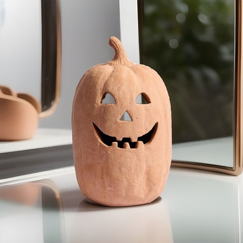 NEU Pottery Barn Terrakotta Jack O Laterne Leuchte XLarge Kürbis - orange