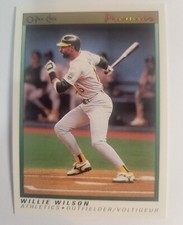 1991 Willie Wilson #129 O-Pee-Chee Premier ATHLETICS BASEBALL CARD Vintage