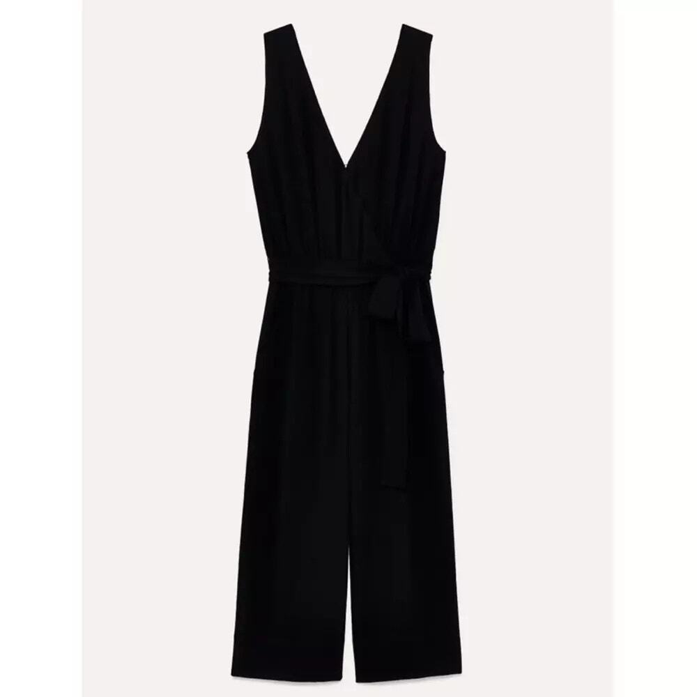 Aritzia Babaton Sleeveless Maximillian Jumpsuit V-Neck Wide Leg Black Size S