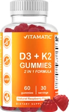 Vitamatic Vitamin D3 K2 Gummies - 60 Count - Supports Healthy Bone Heart 