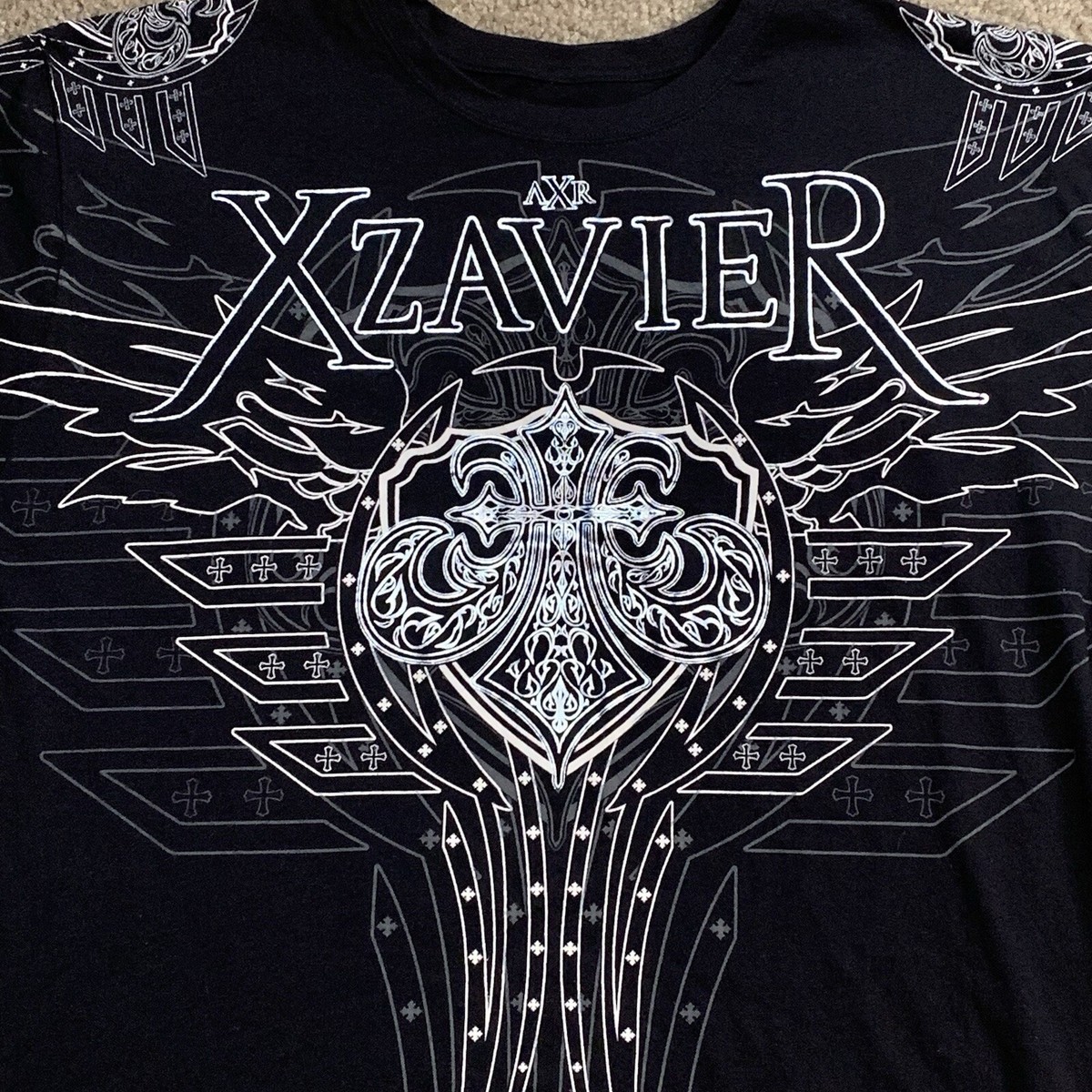 Axr Xzavier Mens 2XL Short Sleeve Black Graphic T Y2K Affliction