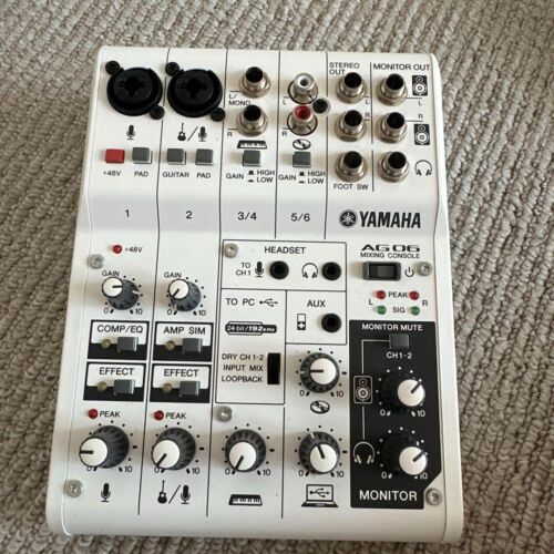 YAMAHA AG06 6-Channel Digital Mixer White USB Audio Interface