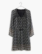 Madewell Womens Woodland Dress Black Artisan Floral Size 2 BOHO