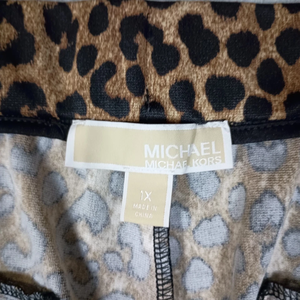 Michael Kors Pants Women's 1X Barlett Brown Animal Print Pull On Elastic Waist - Image 4 of 4