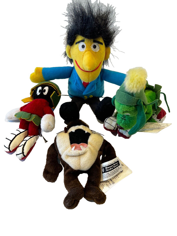 1997 TYCO GUY SMILEY SESAME STREET w/LOONEY TUNES TAZ-MARTIAN (4) LOT BUNDLE
