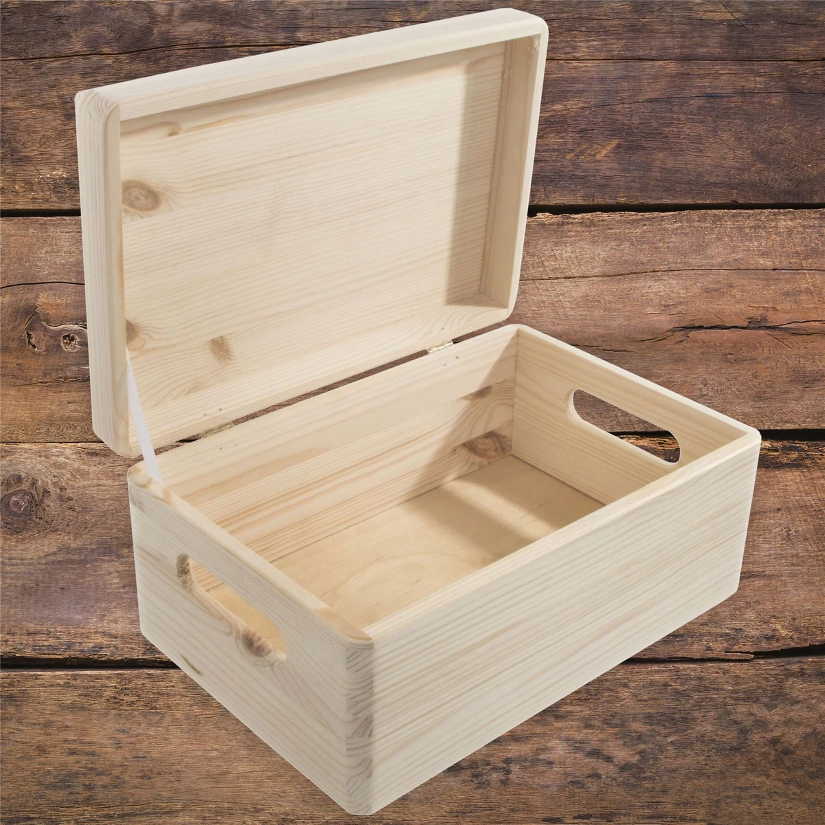 Medium wooden box with lid deals