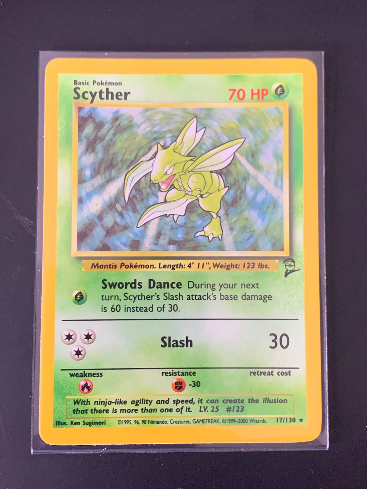 Pokémon TCG Scyther Base Set 2 17/130 Holo Unlimited Holo Rare