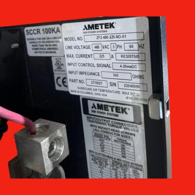 Ametek SCR Power Controller ZF2-480-225-NO-01