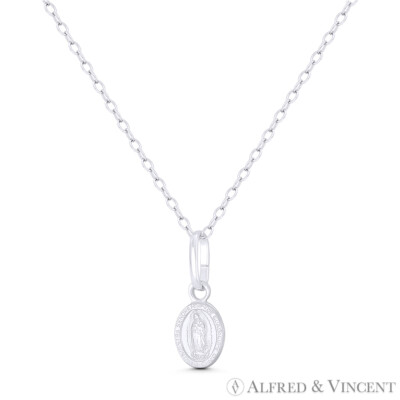 Our Lady of Guadalupe Blessed Virgin Mary 925 Sterling Silver Tiny Medal  Pendant