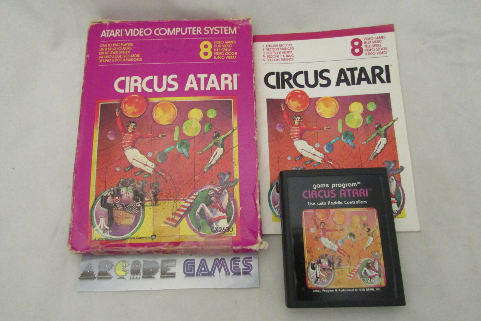 CIRCUS ATARI + BOITE NOTICE ATARI 2600 VCS (vendeur pro)