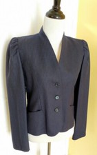Vintage PEABODY HOUSE Navy Blue Pinstripe Fitted Wool Victorian Jacket 5/6 