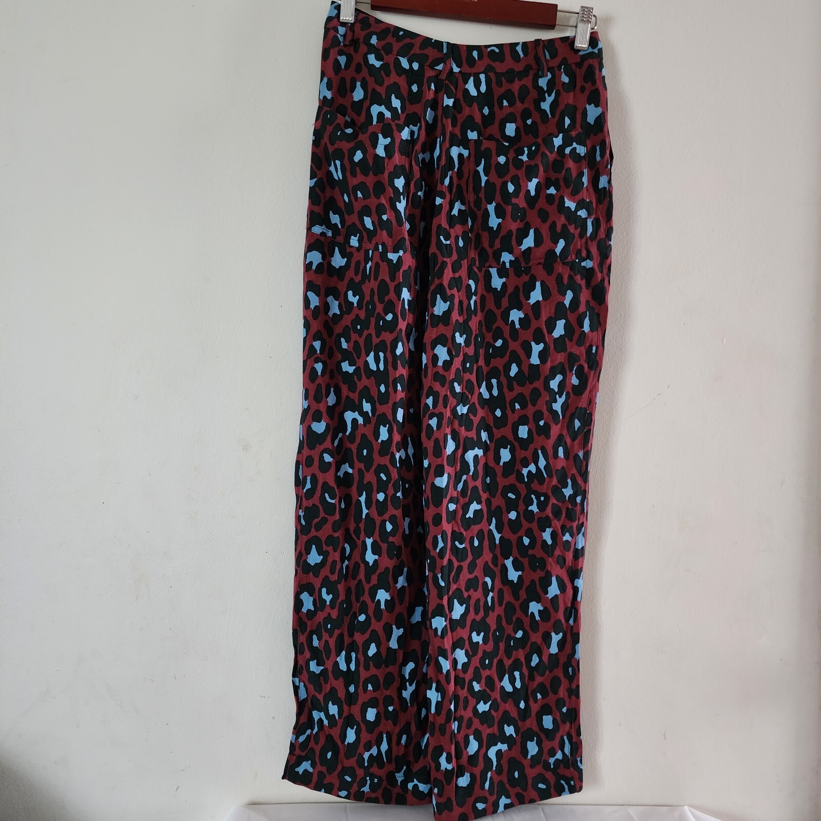 Mango MNG Casual Womens Pantalon Red Leopard Print Relaxed Pants Pleated Size 2 thumbnail 4