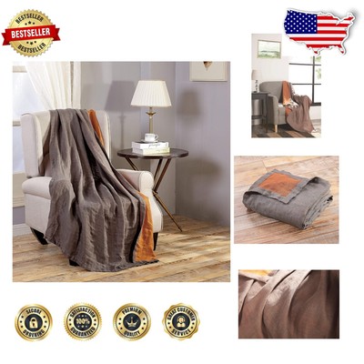 Luxurious Belgian Flax Linen Throw Blanket 50'' x 70'' - Soft, Lightweight Comfort