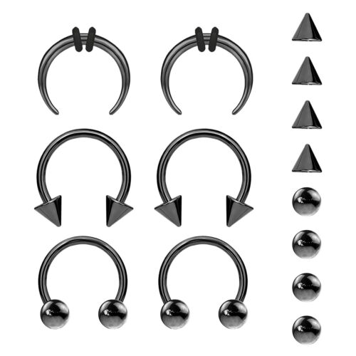 6 Pk Surgical Steel Crescent Tapers Bull Stretchers Horseshoes Septum Nose Ear - Picture 18 of 19
