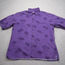 Baltimore Ravens Shirt Mens XL Purple Button Up Hawaiian Palm Tree Reyn Spooner