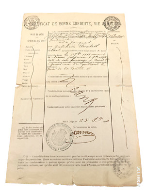 CBR* (REF7923) Militärdokument Führungszeugnis 1910 Medaille