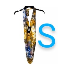 🆕Multicolor Tie Dye Print Design Halter Mini Ruched Bodycon Dress~Size S