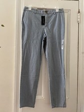 NWT tommy hilfiger women Stretch Slim Chino pants Blue/white Stripe Size 8 64.99