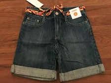 Gymboree Girl Belted and Cuff Bermuda Denim Shorts Adjustable Waist Size 9 New