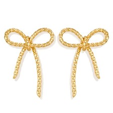 Gold Bow Stud Earrings for Women Ribbon Stud Earrings Wedding Party Christmas Va