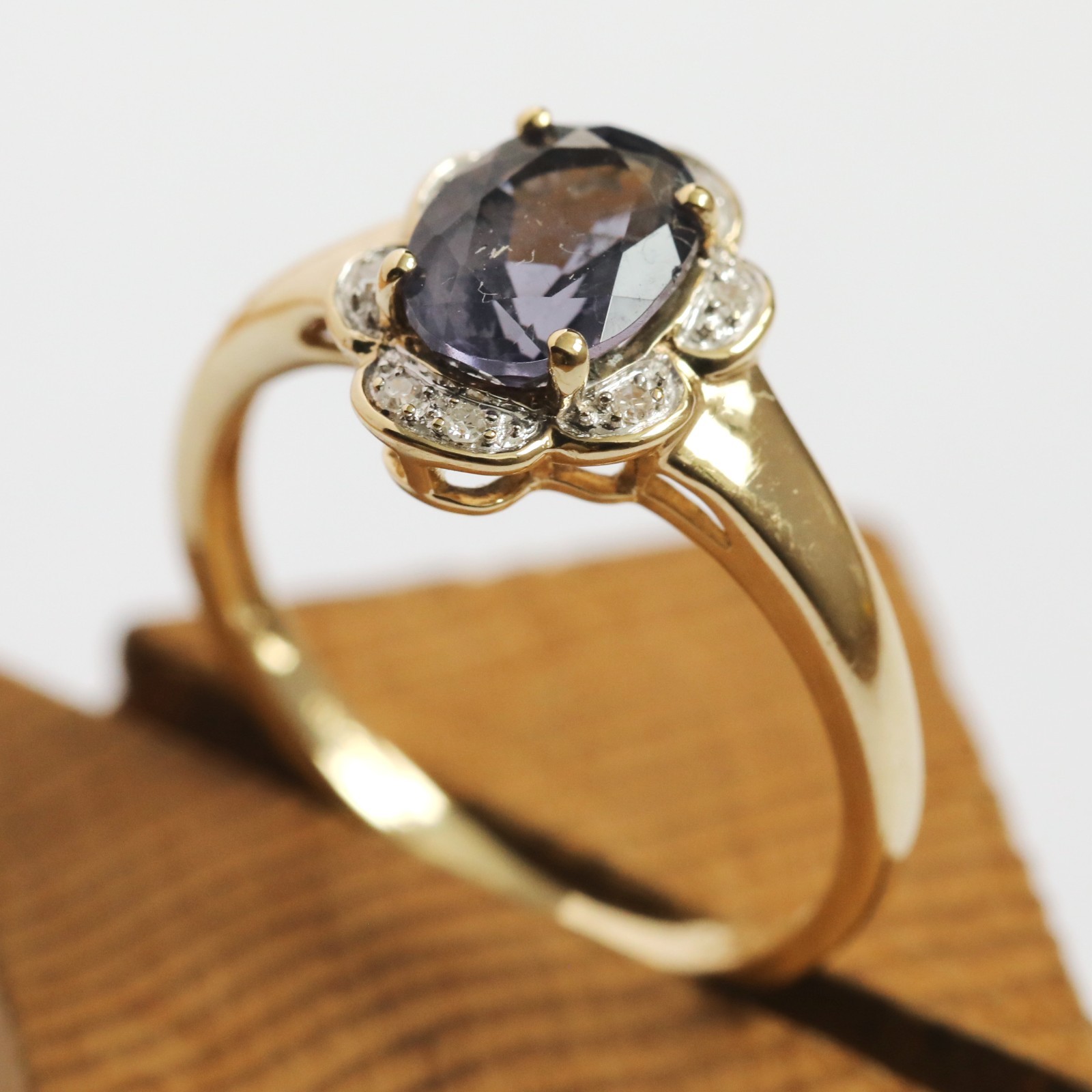Iolite & Diamond Cluster Ring