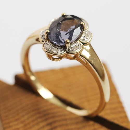 Iolite & Diamond Cluster Ring