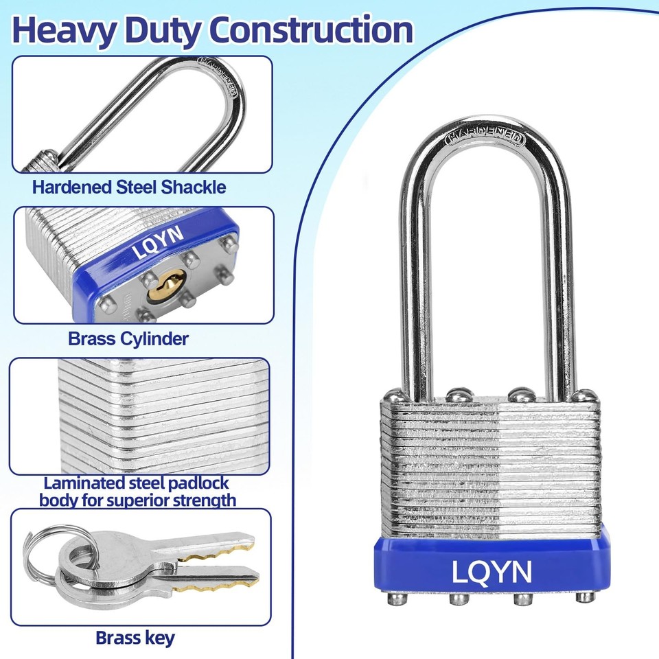 Padlocks with Same Key, LQYN 24 Pcs Laminated Steel Padlock (1-9/16 ...