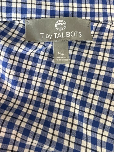 T By TALBOTS Womens Jacket Blue/White Plaid Full Zip Windbreaker Pockets Size Mp - Picture 7 of 7