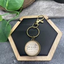 3.5" Antigue Gold Keychain W/Scripture 1.25" Glass Pendant New Free Ship B6684