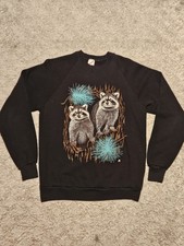 Vintage 1987 LSJ Sportswear Raccoon Crewneck Sweatshirt EUC Jerzees 80s - Large
